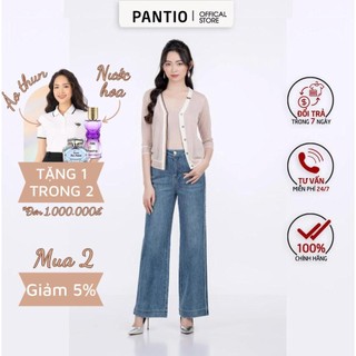 Fol155 - áo khoác len dài tay điểm sọc cổ v cài khuy - pantio