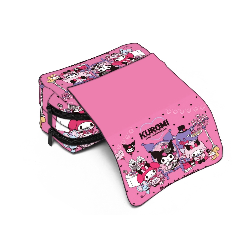 Túi Đựng Bút Hai Lớp Sức Chứa Lớn Họa Tiết Kuromi Hoạt Hình Dễ Thương Sáng Tạo