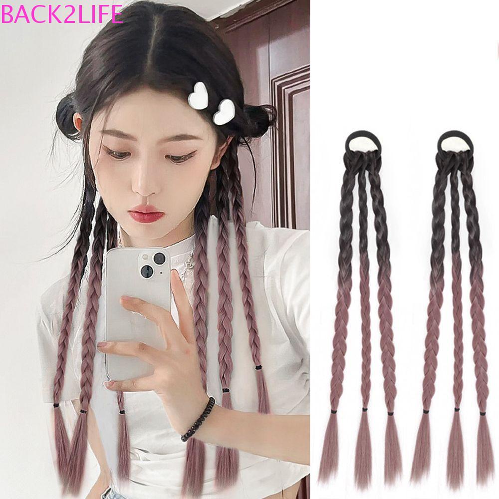 BACK2LIFE Tóc Giả Thắt Bím Đuôi Ngựa Màu Gradient Thời Trang Cho Nữ