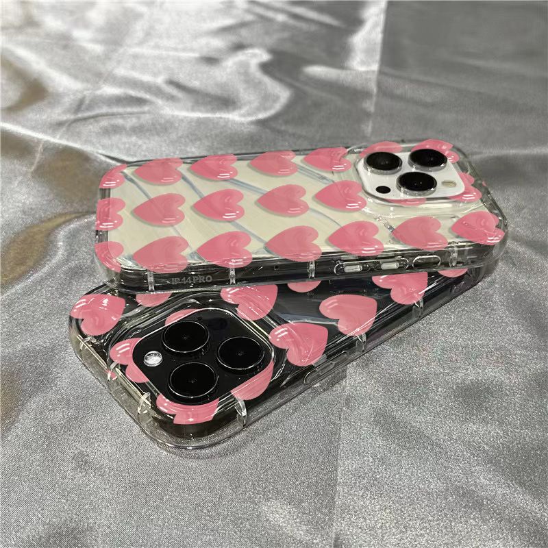 Ốp Điện Thoại Mềm Trong Suốt Họa Tiết Trái Tim Màu Hồng DSJC Cho Iphone 8 / 11 plus Xr 14Promax 13127