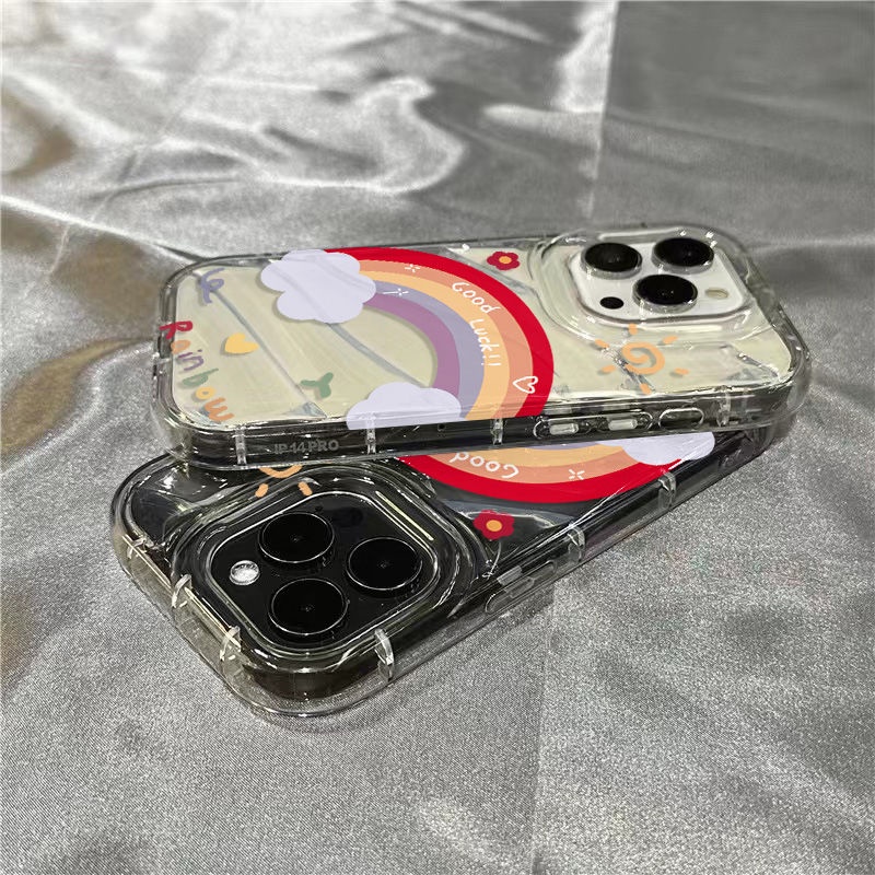 Ốp Điện Thoại Mềm Trong Suốt Hình Cầu Vồng May Mắn Cho iPhone14promax 1312 / 11 7 / 8plus xr /ins YRZ4