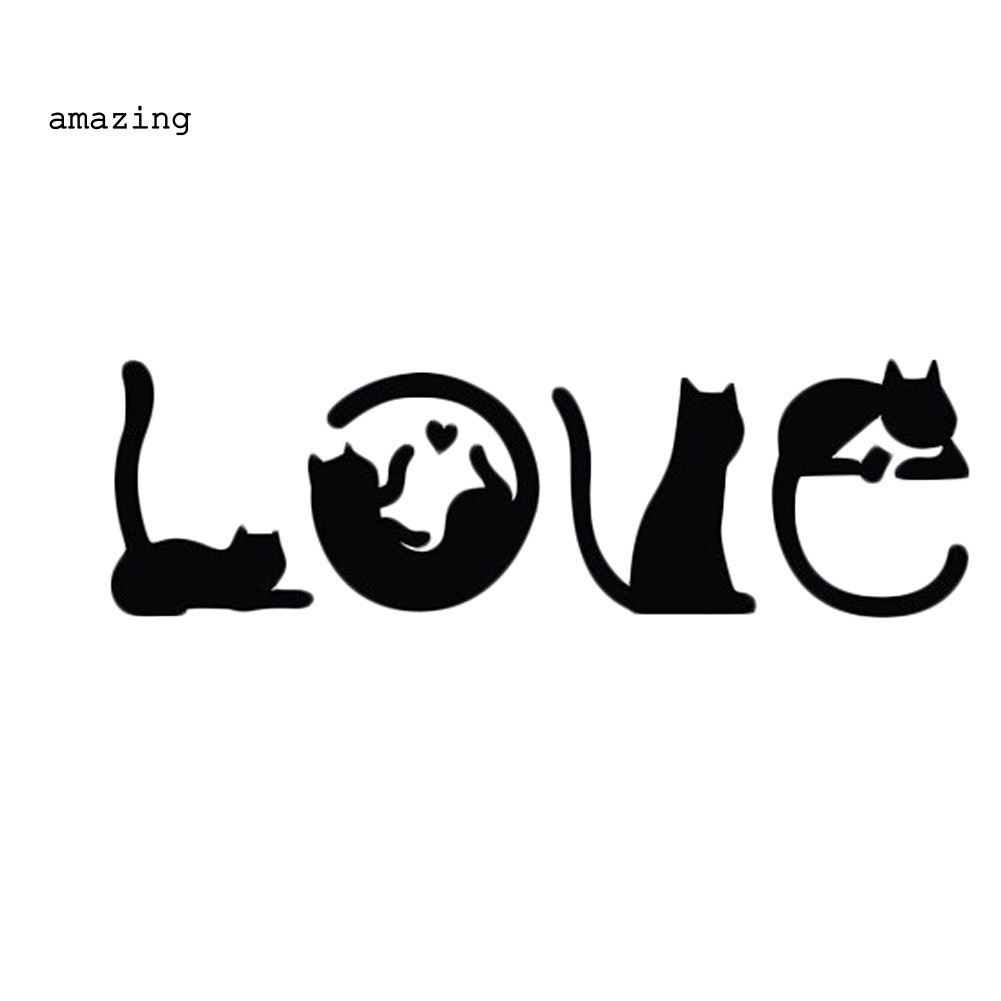 Đề Can Dán Trang Trí Xe Hơi Hình Mèo Và Chữ Love Sáng Tạo