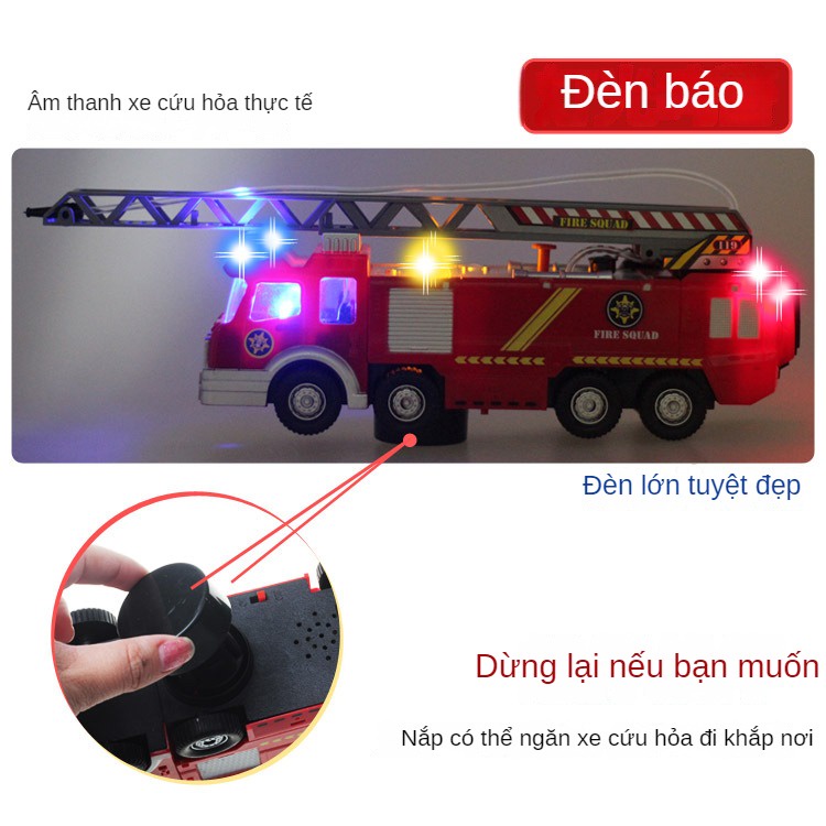 Xe Cứu Hỏa Đồ Chơi Có Đèn Và Nhạc Cho Bé Có thể phun nước