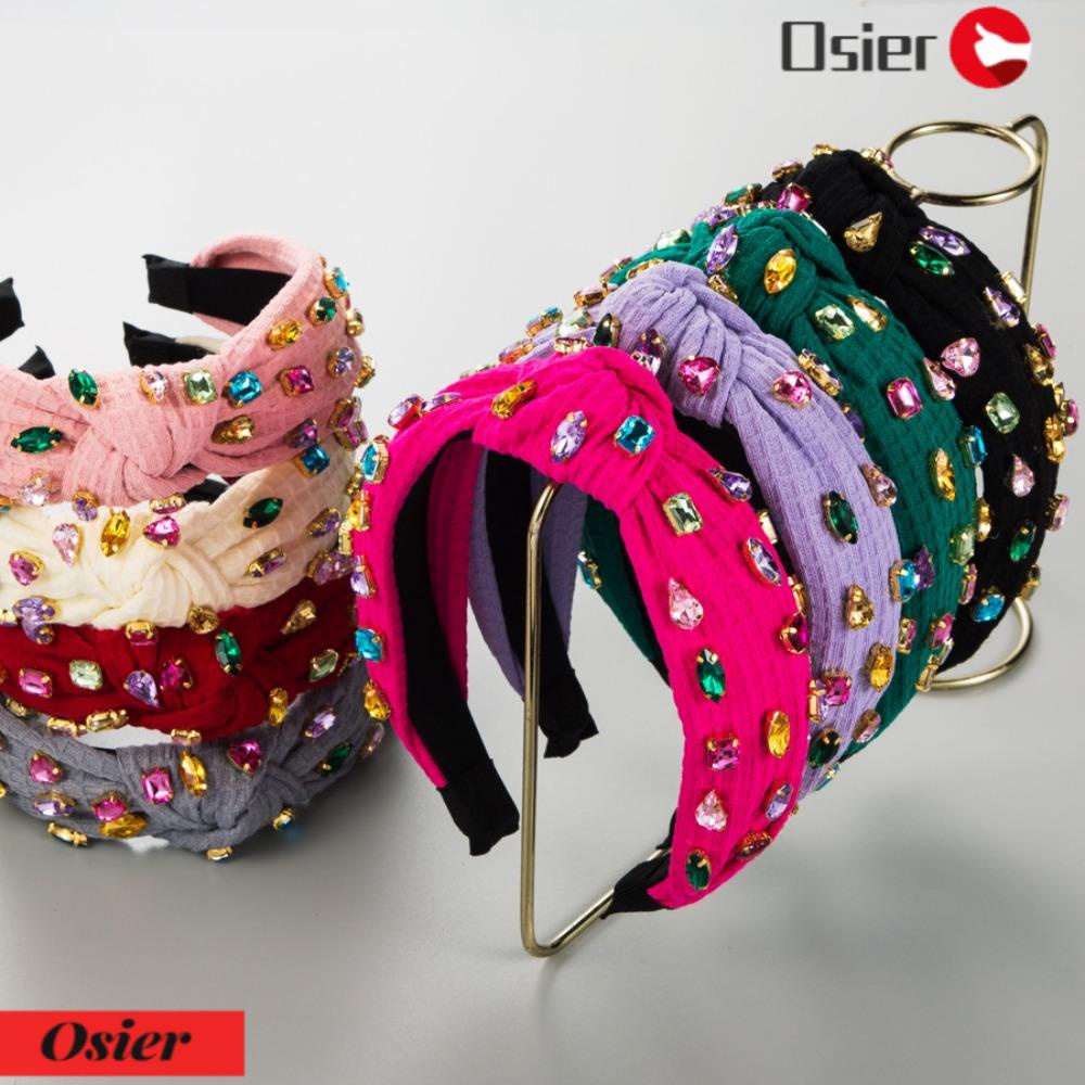 OSIER1 Băng Đô Cài Tóc Vải Viền Rộng Thắt Nút Nghệ Thuật Thời Trang Sang Trọng