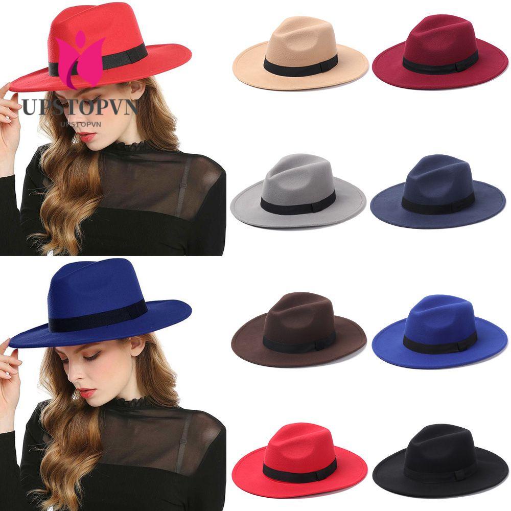 UPSTOPVN Mũ Cao Bồi Bằng Len Thời Trang Thu Đông Cho Nữ