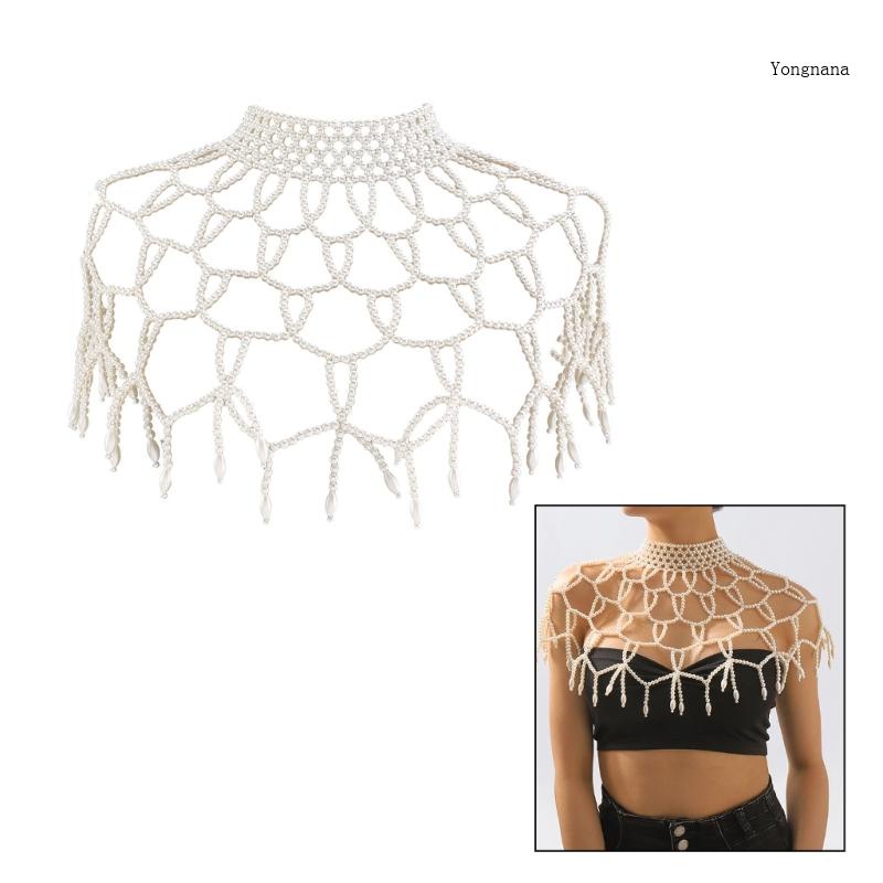 [CH *] Khăn Choàng Cơ Thể Dạng Chuỗi Ngọc Trai Trắng Thanh Lịch Cho Nữ