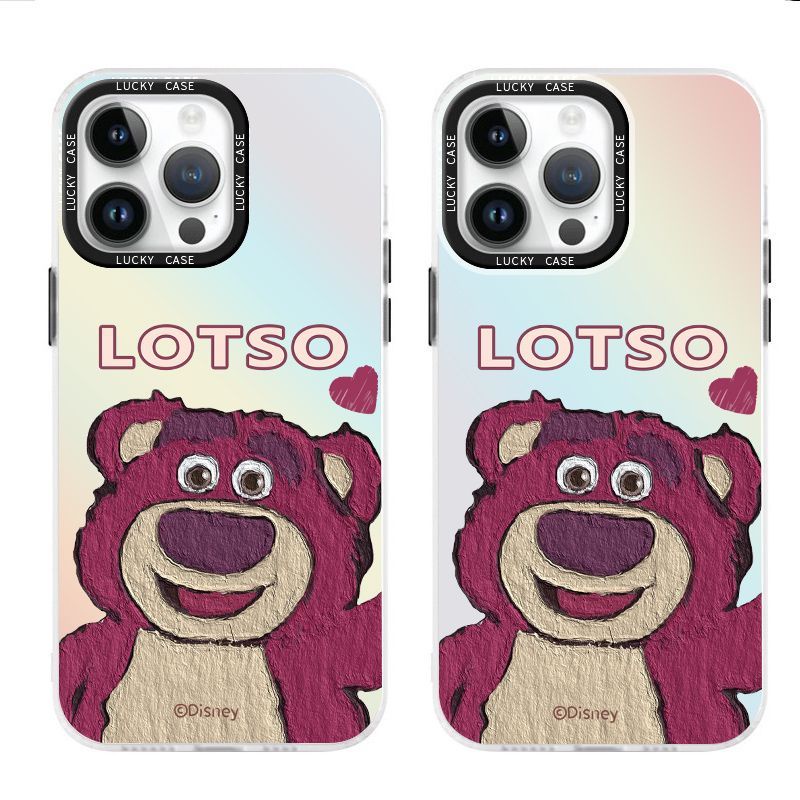 Ốp Điện Thoại IMD Hình Gấu Dâu Tây Màu Laser Cho Iphonexr128plusinspromax 1314 L3AS