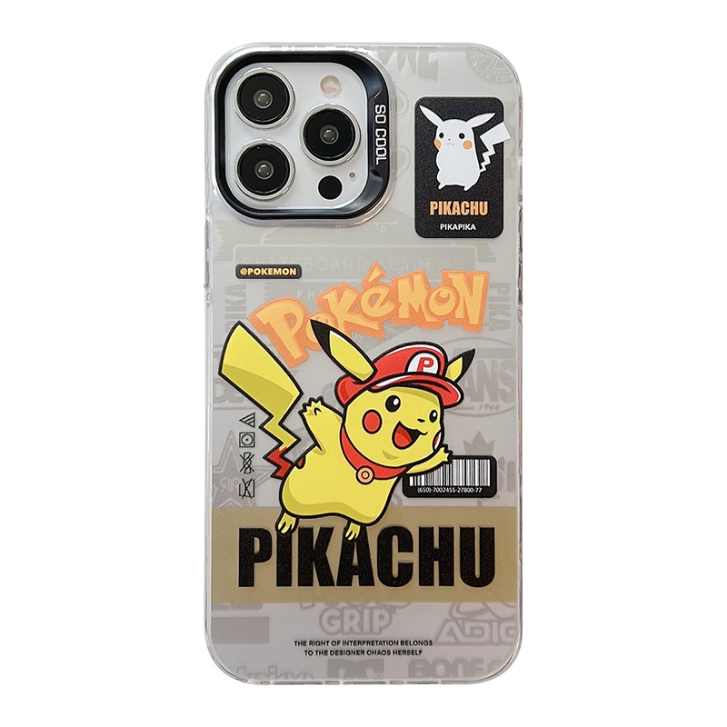 Ốp Điện Thoại Hai Mặt Màu Bạc In Hình Pikachu Thời Trang Cho iPhone 11 14 12 13 Pro Max
