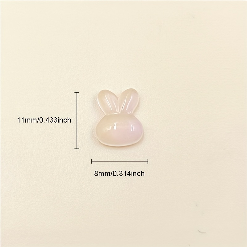Set 50 Hạt Thủy Tinh Hình Tai Thỏ Dài 8x11mm Trang Trí Móng Tay / Tóc Cho Bé