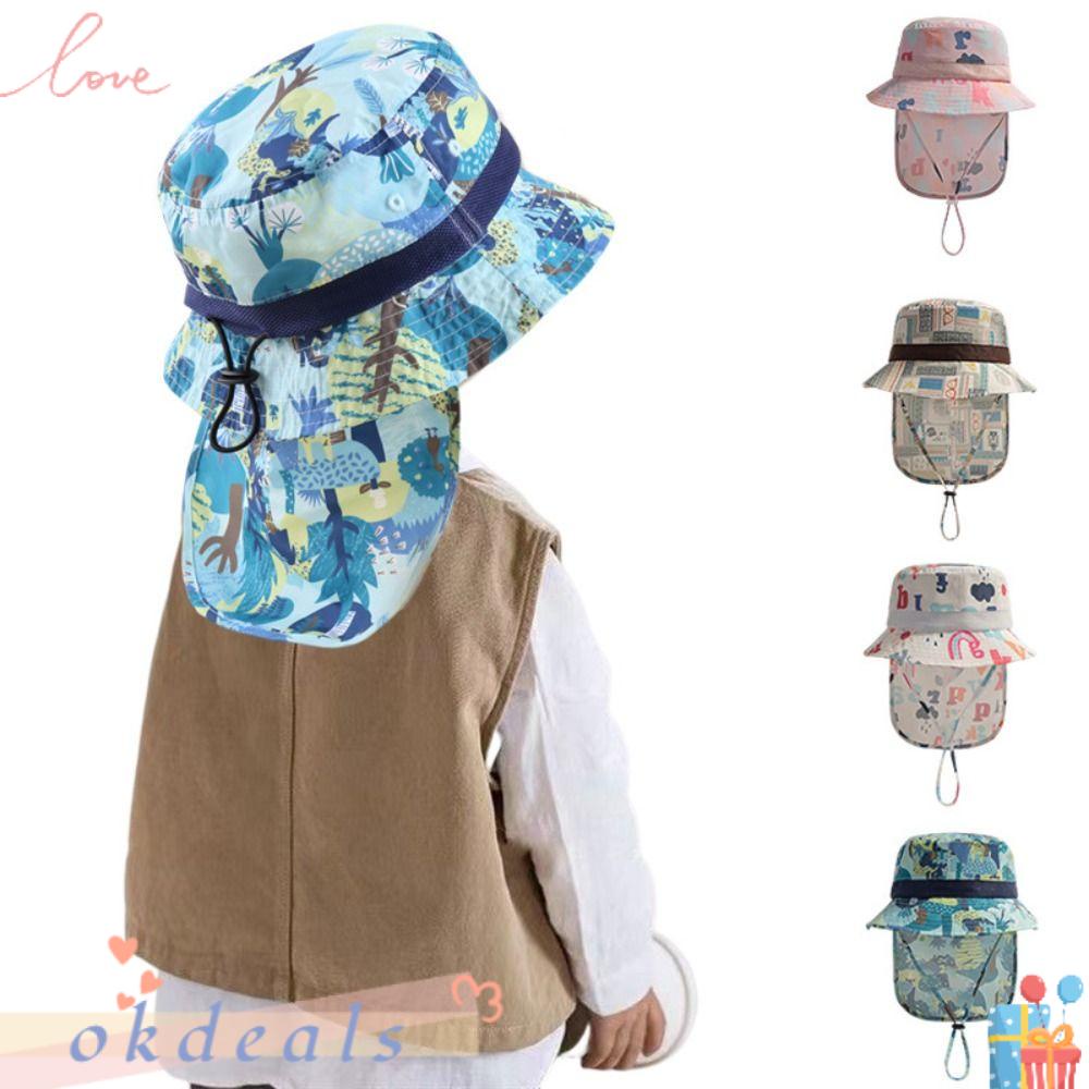 OKDEALS Mũ Tai Bèo Chống Nắng Thoáng Khí Có Thể Điều Chỉnh Bảo Vệ Cổ Cho Bé Gái