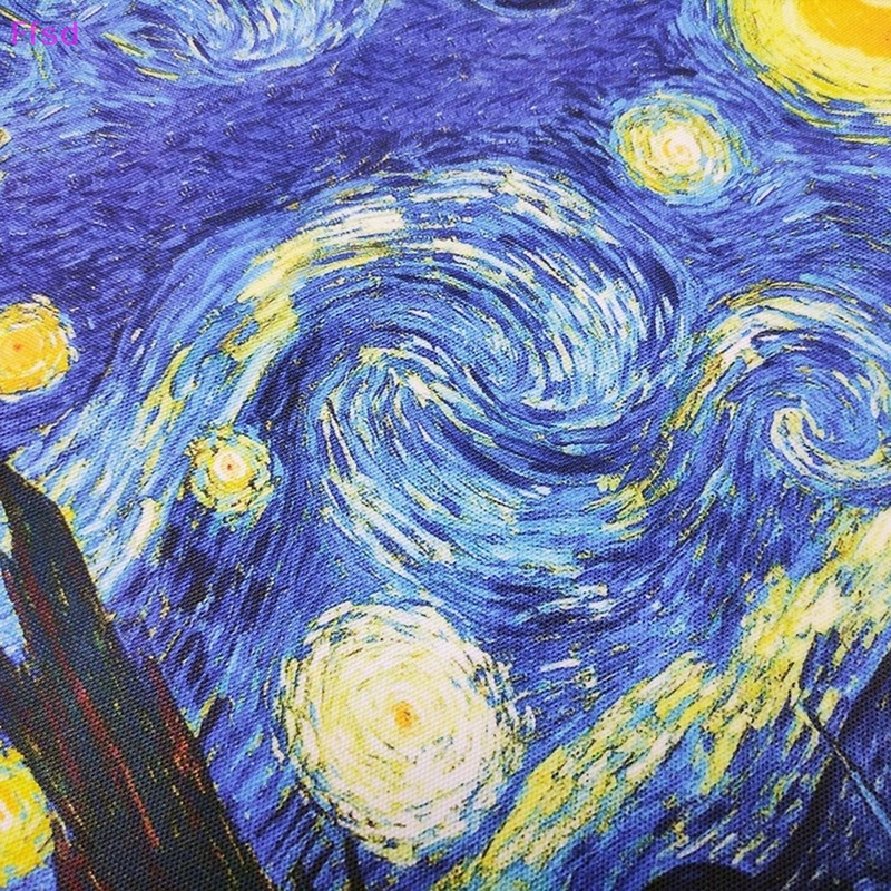 {Ffsd} Túi Tote Xách Tay Bằng Vải Canvas Dung Tích Lớn Họa Tiết Bầu Trời Sao Dầu Paing Quà Tặng *