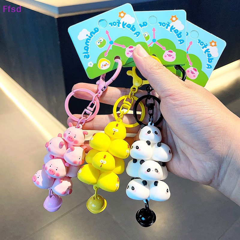 {Ffsd} Móc Khóa PVC Hình Động Vật Hoạt Hình Động Vật / Gấu Trúc / Gà / Thiên Đường / Heo Con Dễ Thương Làm Quà