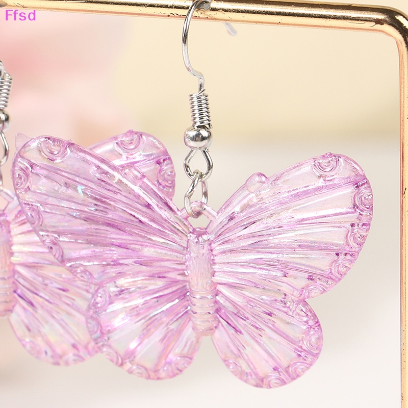 1 Đôi Bông Tai Acrylic Hình Bướm Nhiều Màu Thời Trang Dành Cho Nữ