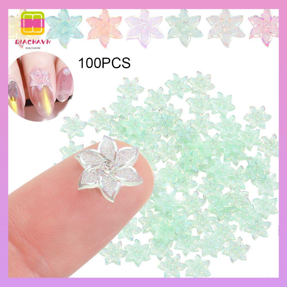 DIACHAVN Set 100 Hạt Nhựa Nhiều Màu Trang Trí Móng Tay Charms
