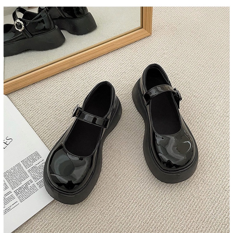 Giày Da Đế Dày Phong Cách retro Pháp Cho Nữ