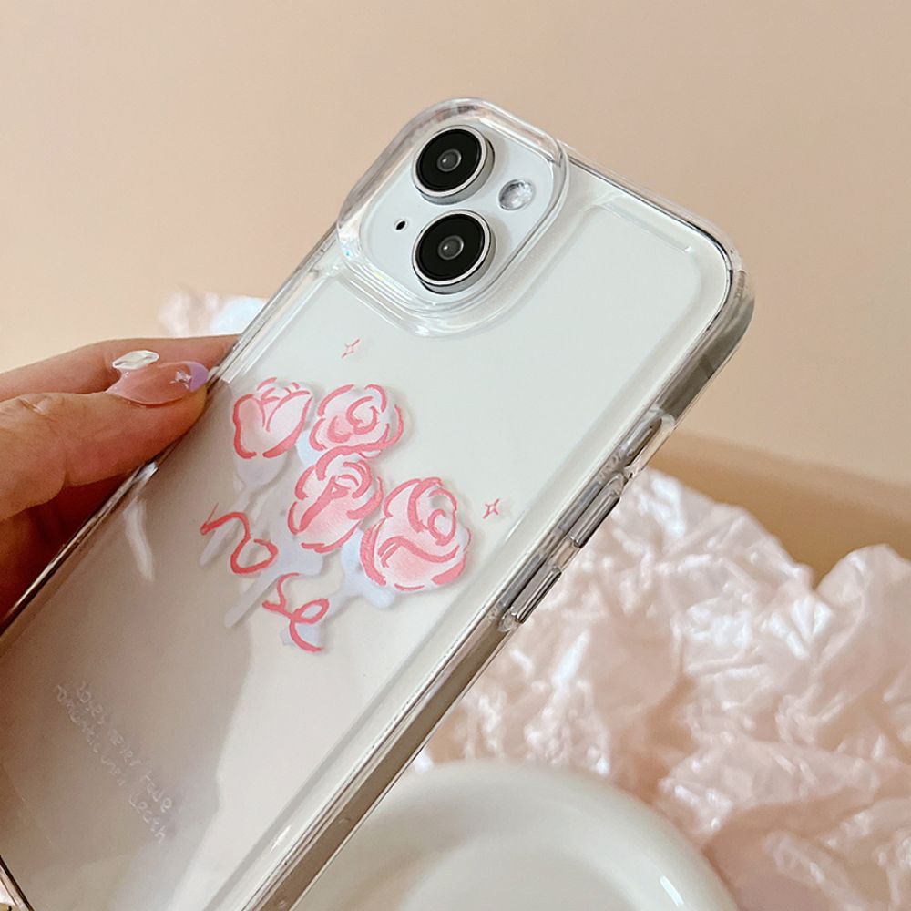 Ốp Điện Thoại TPU Mềm Chống Rơi Chống Dấu Vân Tay Họa Tiết Hoa Hồng Graffiti Cho IPhone 14 13 12 11 Pro Max X XR 8 7 Plus