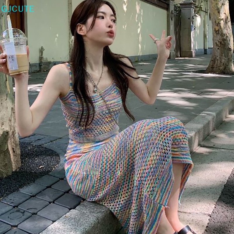 Mfc Set Áo Dệt Kim Họa Tiết Kẻ Sọc Màu Nhuộm Phối Chân Váy Bút Chì Thời Trang Mùa Hè Cho Bé Gái