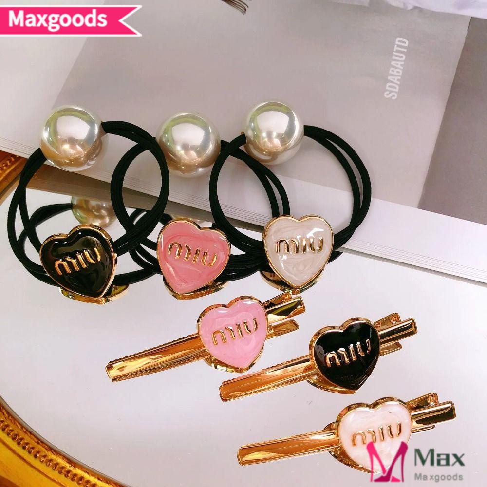 MAXG Kẹp Tóc Kim Loại Hình Trái Tim Đính Ngọc Trai Giả Cho Nữ