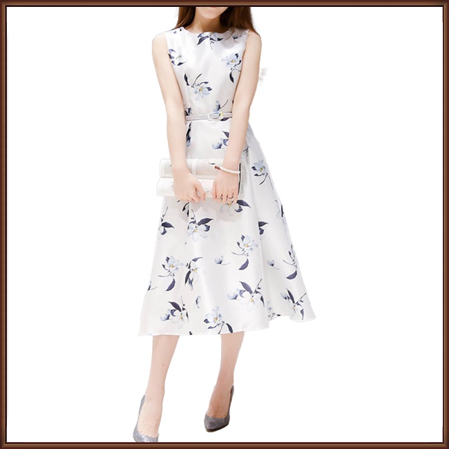 Đầm Dài Dáng Chữ A Cổ Tròn Không Tay Eo Cao Thanh Lịch Thời Trang Mùa Hè Cho Nữ