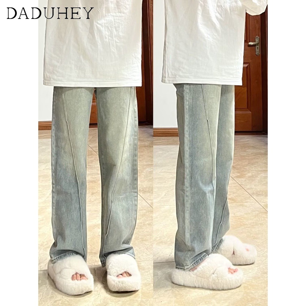 DaDuHey✨ New American Style Ins High Street Hip Hop Jeans Women Niche High Waist Wide Leg Loose Straight Pants