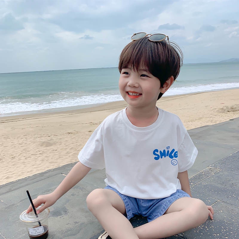 Áo phông cho bé trai  100% cotton tay ngắn áo phông rời phong cách hàn quốc in thời trang hàng đầu bé trai bé trai mặc quần áo baju