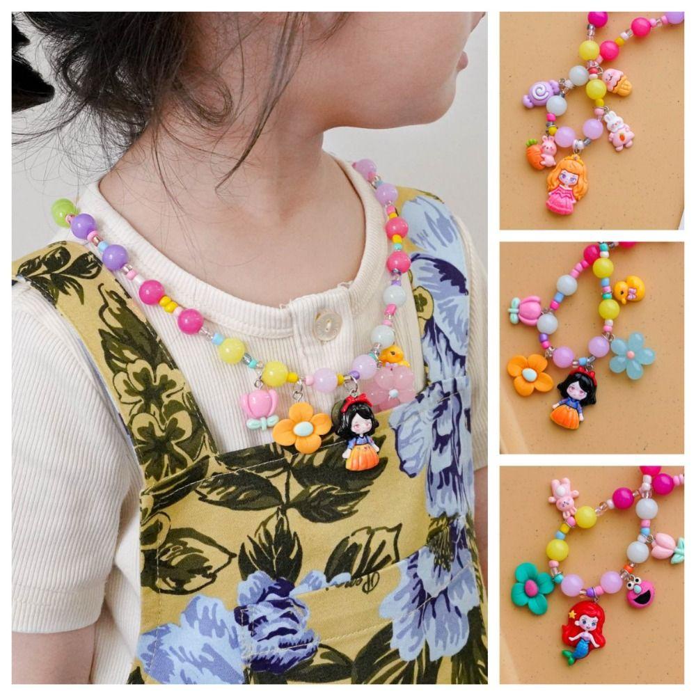 MXMUSTY Vòng cổ Hạt Nhựa Resin Mặt Công Chúa Bạch Tuyết Ngọt Ngào Cho Bé Gái