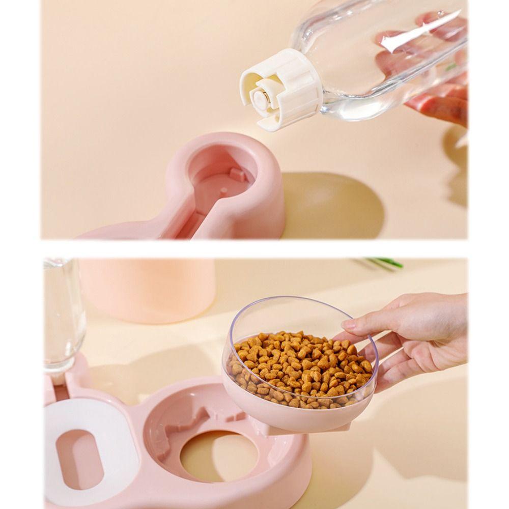 YIYU Bát Đựng Thức Ăn Nước Uống Hai Ngăn Có Thể Tháo Rời Bảo Vệ Cổ Cho Thú Cưng Chó Mèo