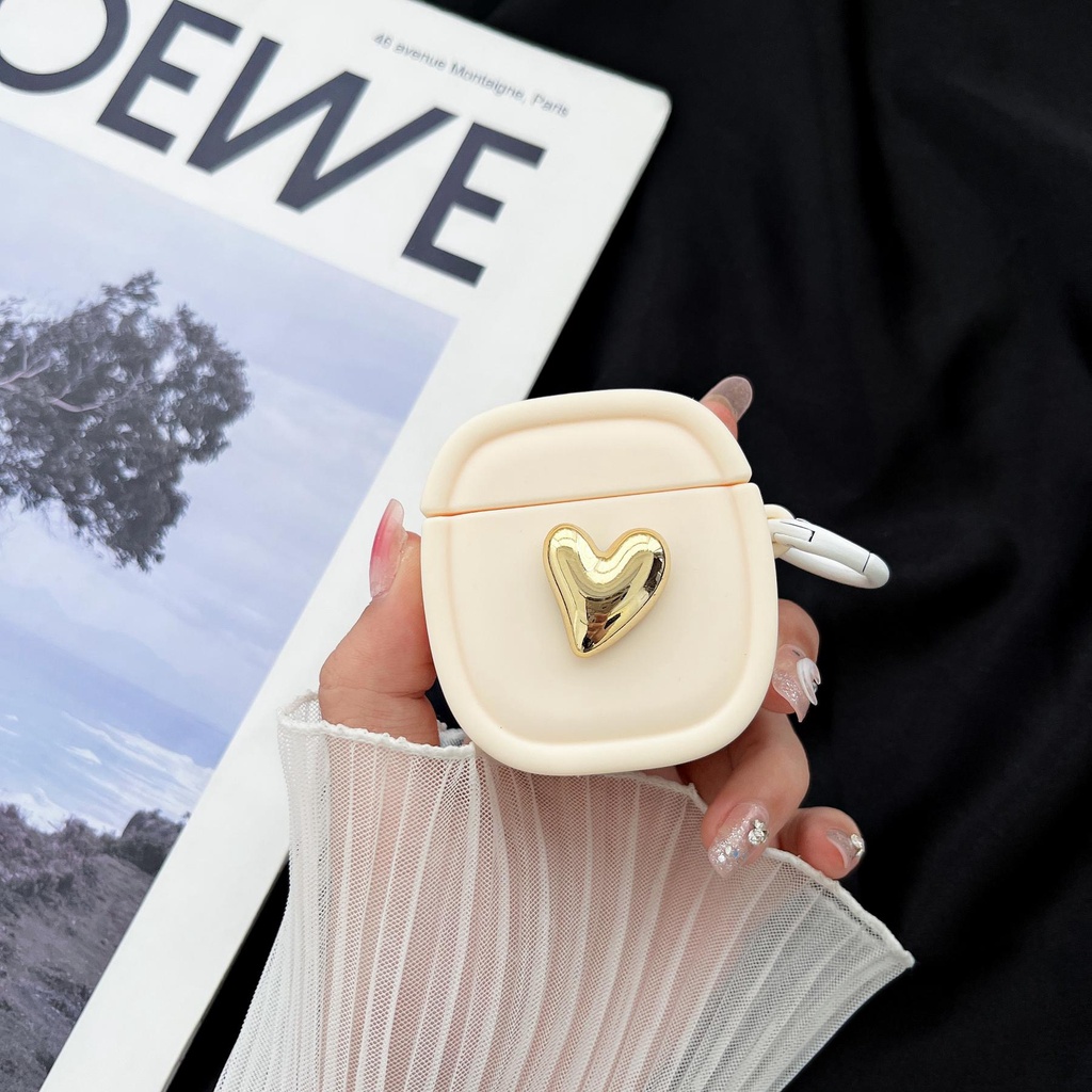 Vỏ Bảo Vệ Hộp Sạc Tai nghe không dây AirPods 1 / 2 / 3 Gen Pro2 2022 Bằng Silicon Mềm Chống Rơi Hình Trái Tim Có Móc Treo DIY