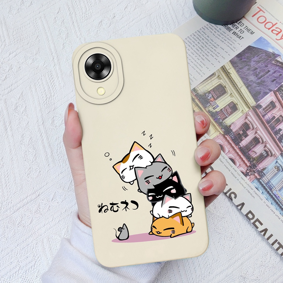 Ốp Điện Thoại Silicon Dẻo Vuông Chống Sốc Hình Gấu Và Hoa Cho Oppo A17 A17K OppoA17 A 17 K 6.56 inches