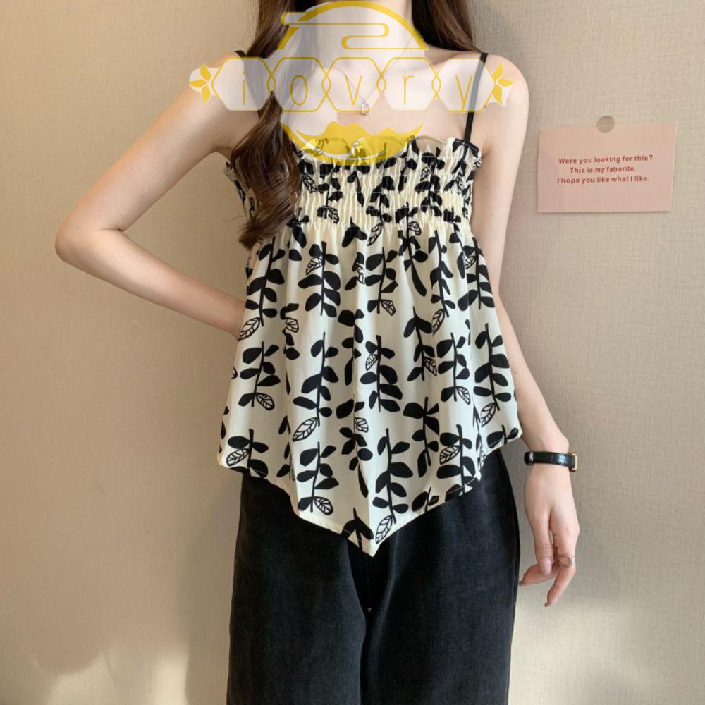 IVORY Áo Lót Y2K Hở Lưng In Họa Tiết Phong Cách Retro Hợp Thời Trang Cho Nữ