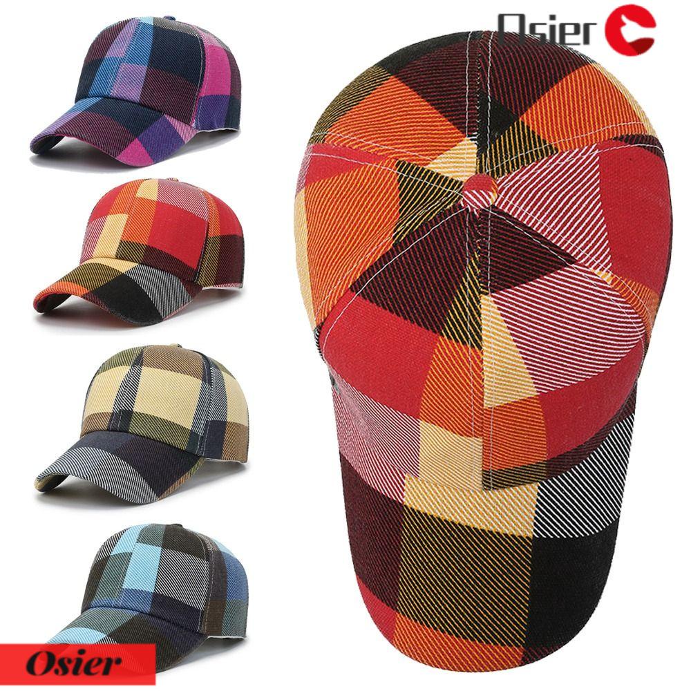 OSIER1 Mũ Lưỡi Trai Chống Nắng Họa Tiết Sọc Caro Thời Trang Xuân Hè