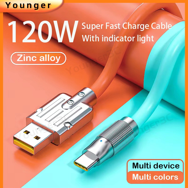 Dây Cáp Sạc Nhanh 120W USB Type C 6A PD20W Bằng Hợp Kim Kẽm Và Silicone Dành Cho ios Type-C