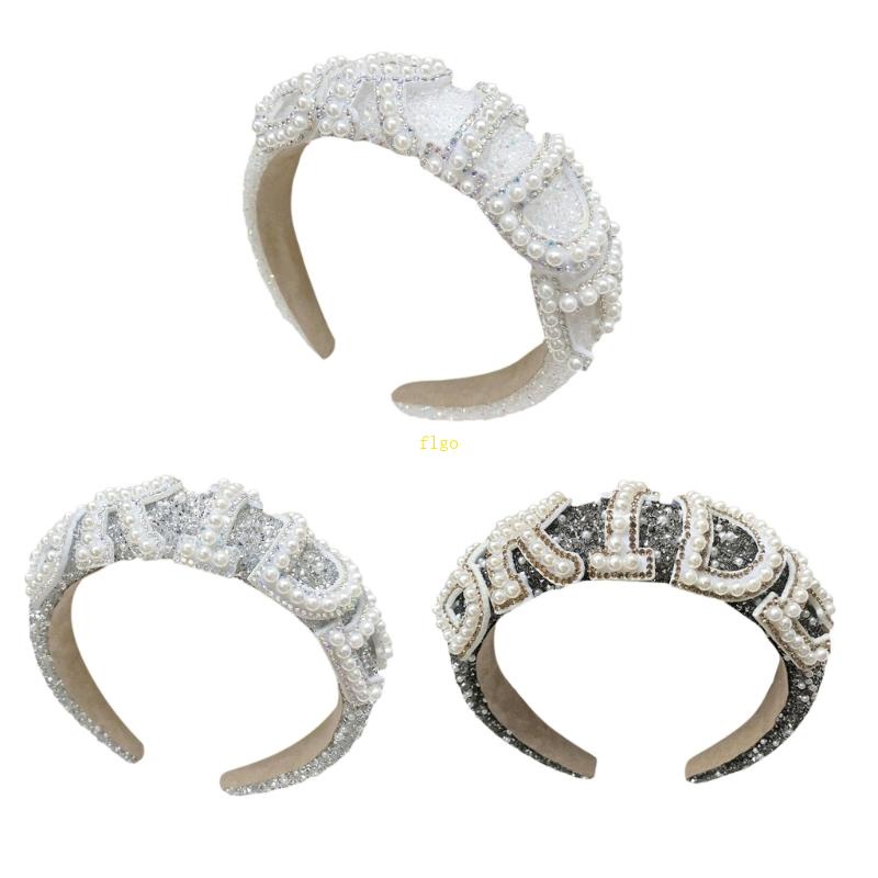 Flgo Băng Đô Đính Ngọc Trai Trắng In Chữ Thanh Lịch Sáng Bóng Cho Cô Dâu Trong Ngày Cưới