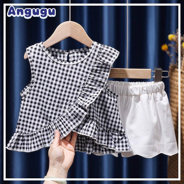 Set Đồ Mùa Hè 2023 2 Món Gồm Áo Thun Sọc Caro Tay Cộc + Quần Dài Hàn Quốc Cho Bé Gái Từ 6 Tháng Đến 1 Đến 2 Đến 3 Đến 4-5 - 6-7 Tuổi