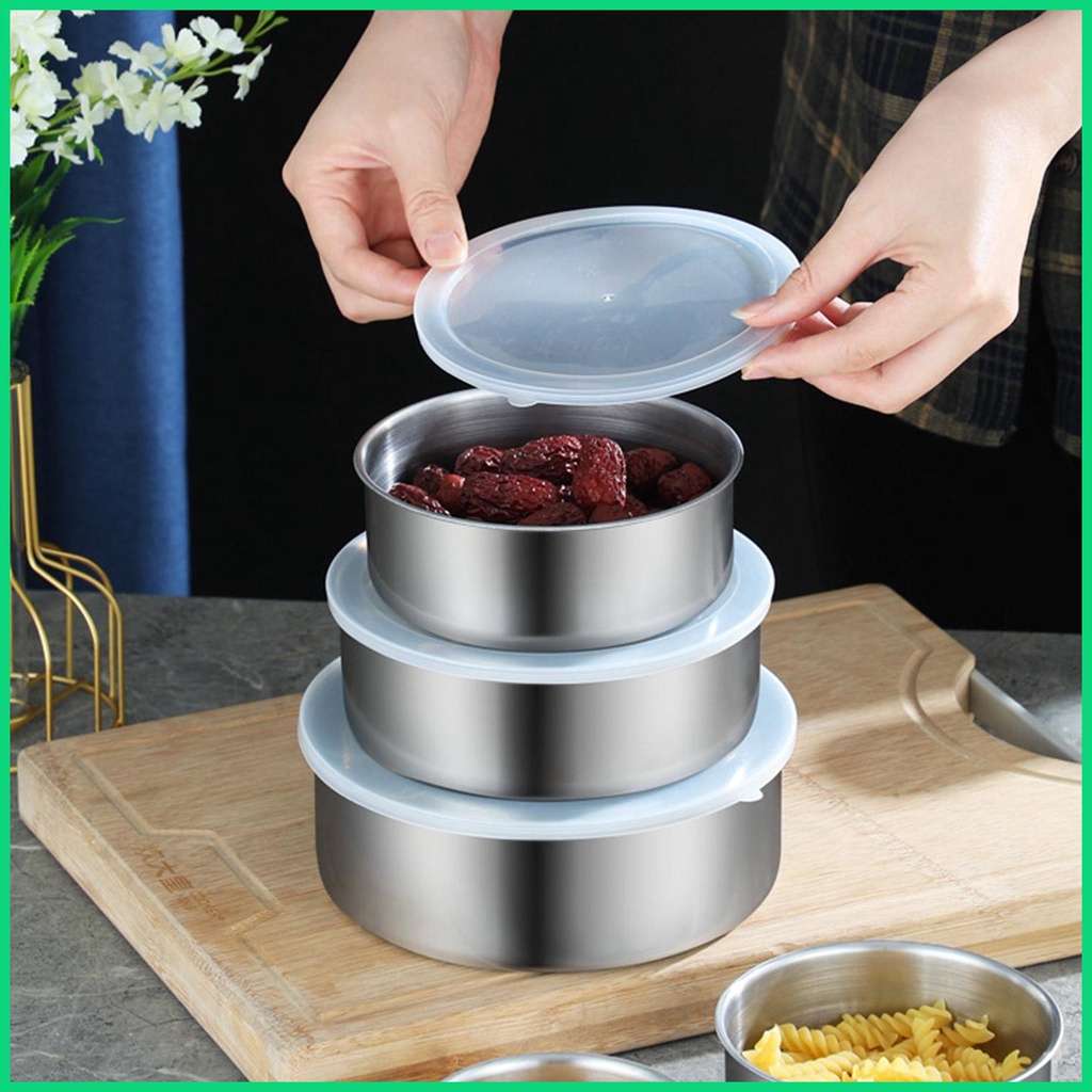 Bộ 5 Tô Trộn Thực Phẩm Bằng Thép Không Gỉ Có Nắp Đậy Kín Khí