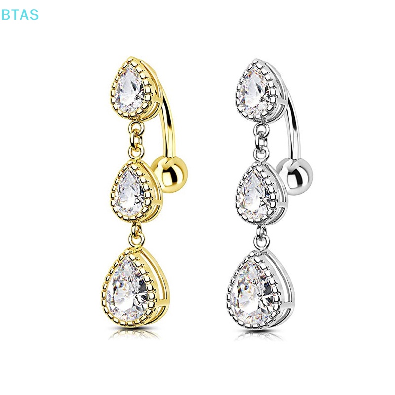 Khuyên Rốn Hình Giọt Nước Bằng Thép Không Gỉ Đính Đá Zircon Quyến Rũ Cho Nữ