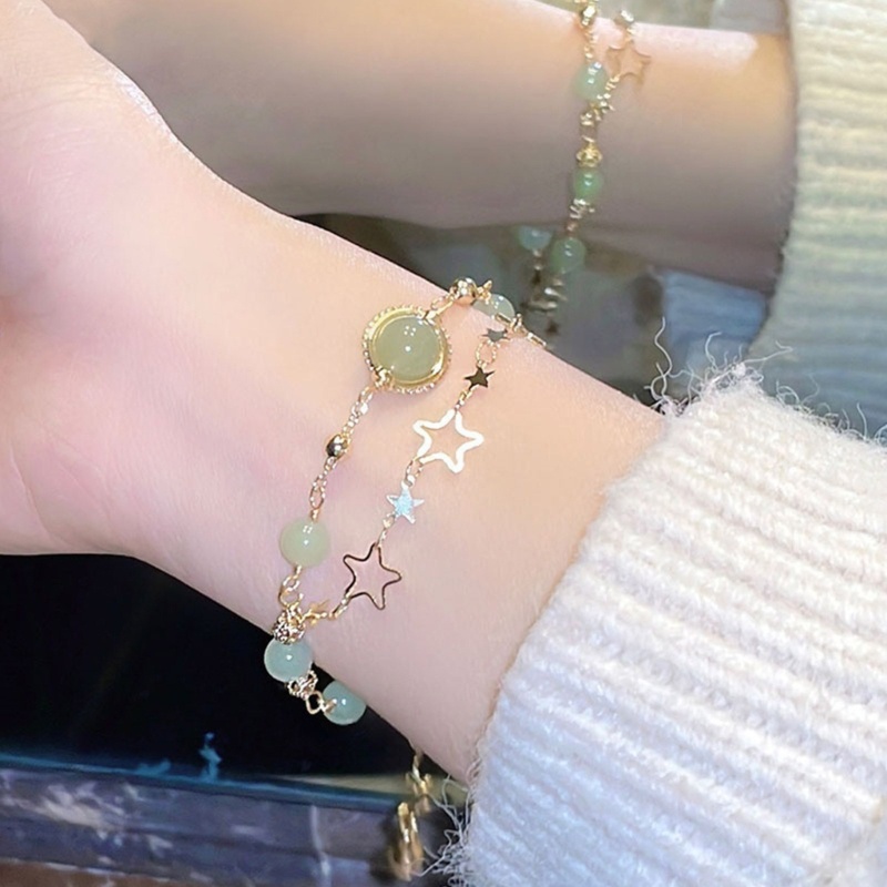 Vòng Tay Chuỗi Hạt Pha Lê Hai Lớp Đính Ngôi Sao Năm Cánh Thời Trang