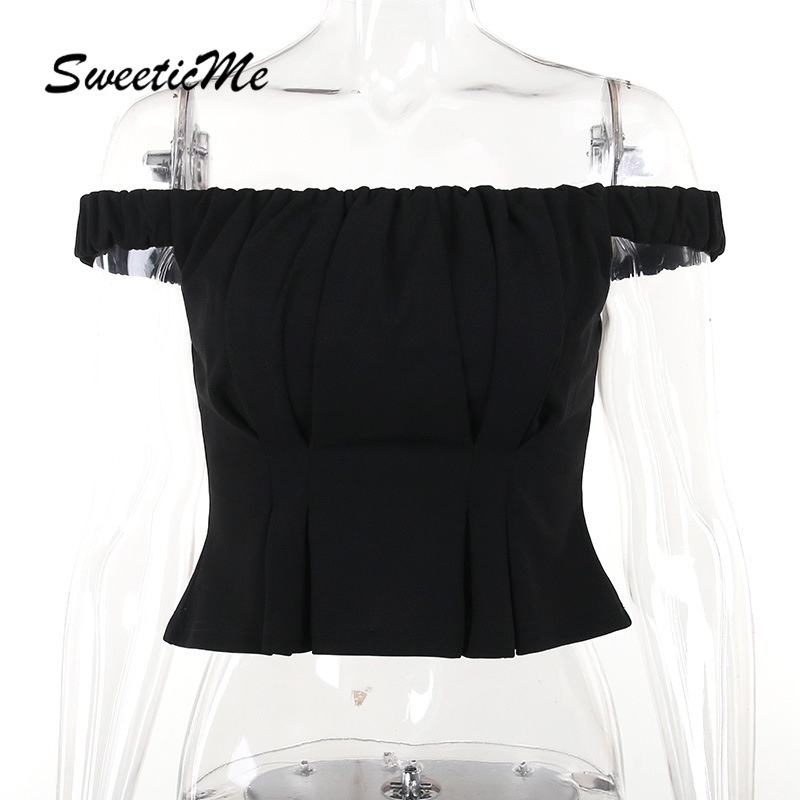 Áo Thun Màu Trơn Dáng Ôm Hở Vai Thời Trang Mới 2023 Dành Cho Bạn Nữ