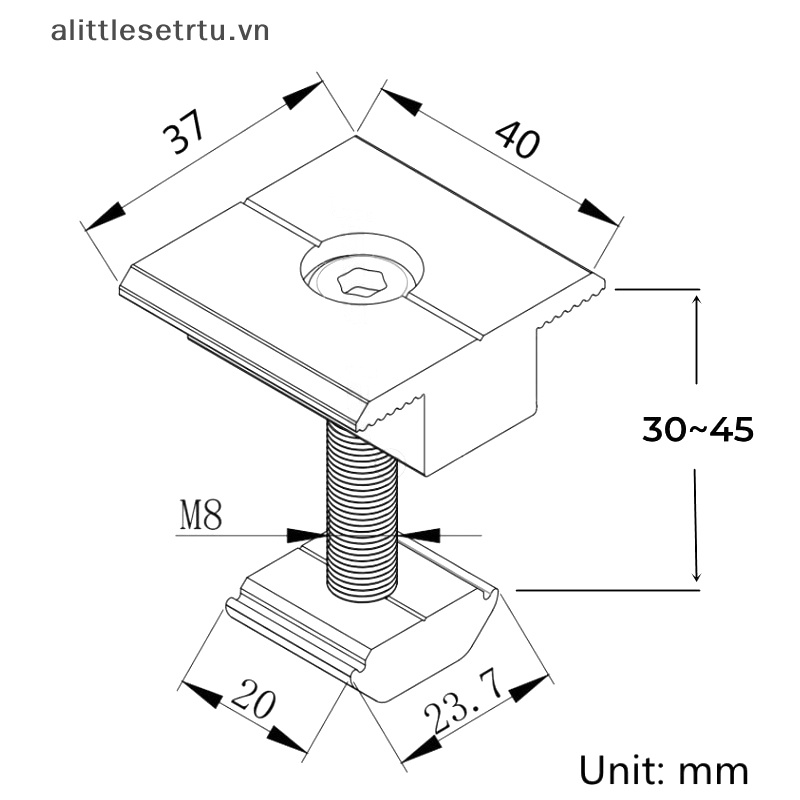 Kẹp Nối Đầu Năng Lượng Mặt Trời Cho Mô-Đun Năng Lượng Mặt Trời s Lắp Đặt Trạm Sạc Ban Công Kèm Đai Ốc Và Ốc Vít