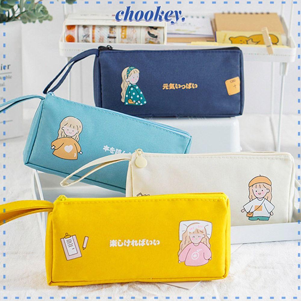 CHOOKEY Túi Đựng Bút Cỡ Lớn Phối Khóa Kéo Họa Tiết Hoạt Hình Dễ Thương