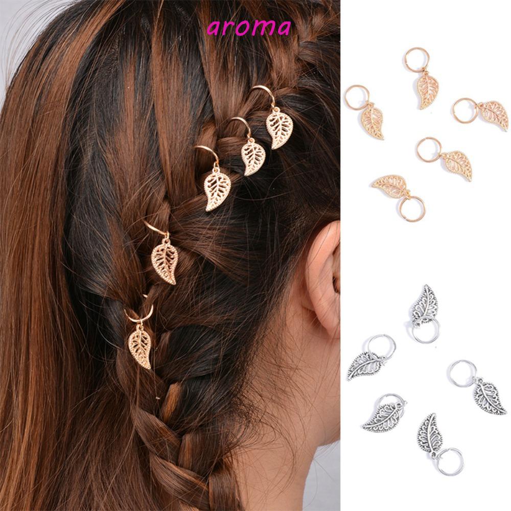 AROMA Bộ 5 Nhẫn Kim Loại Hình Ngôi Sao Bện Tóc Độc Đáo