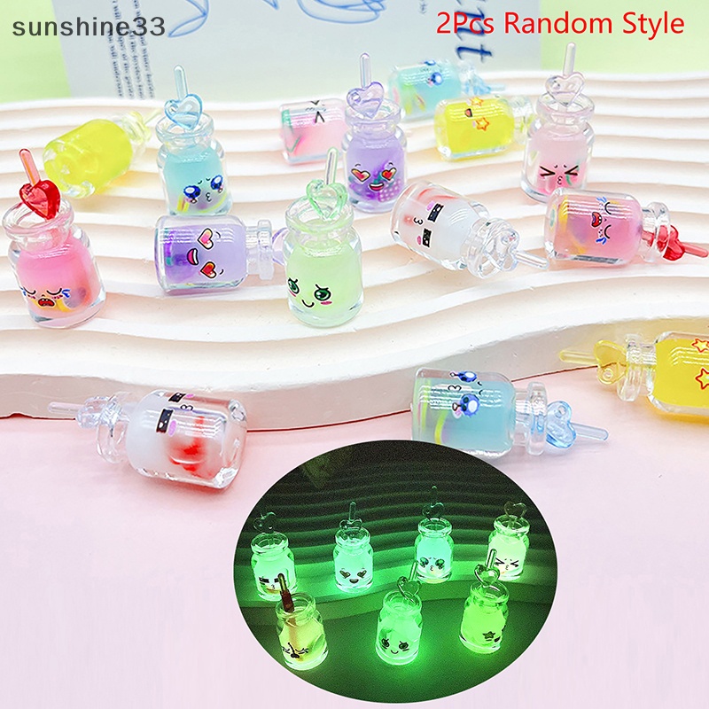 Set 2 Ly Nước Ép Trái Cây Mini Màu Sắc Phản Quang Trang Trí Nhà Búp Bê