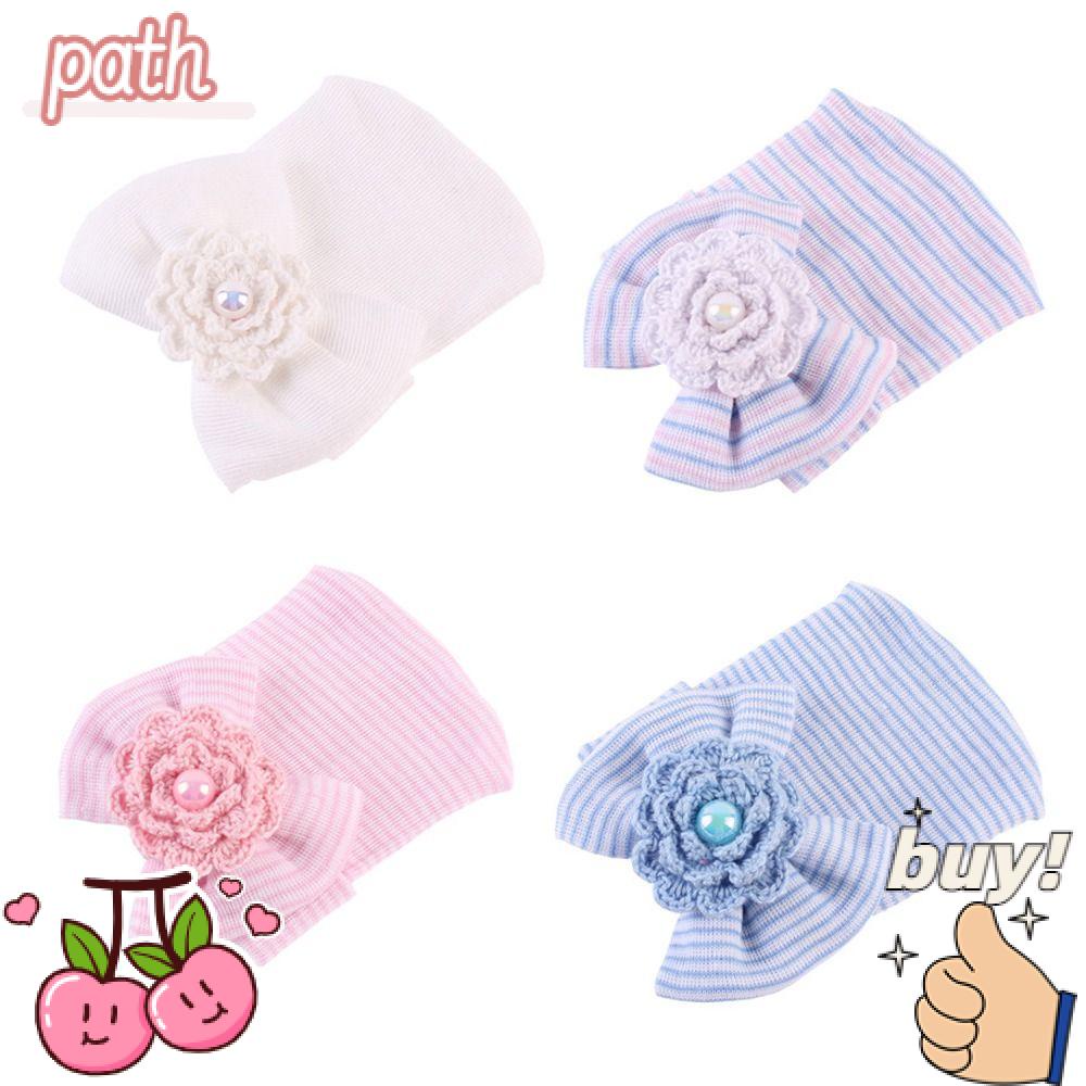 PATH Mũ beanie Trùm Đầu Thiết Kế Thắt Nơ Lớn Bằng Vải Cotton Cho Bé Sơ Sinh