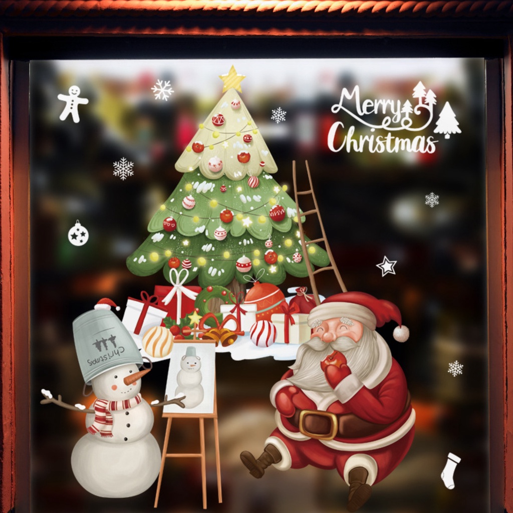 (Bất Ngờ) Hình Dán Trang Trí Cửa Kính Chống Nước Chống Rách Có Thể Tái Sử Dụng