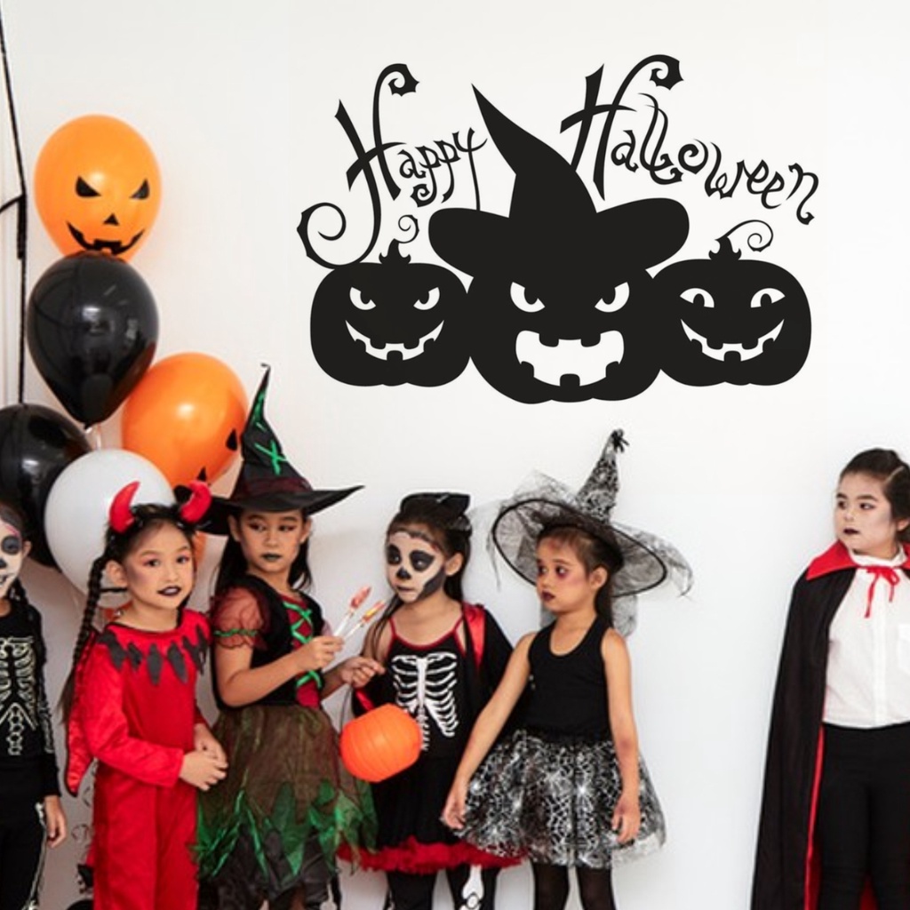 Miếng Dán Cửa Sổ Tự Dính Chống Thấm Nước Họa Tiết Bí Ngô Halloween