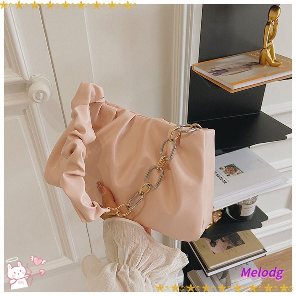 MELODG Túi Đeo Vai / Kẹp Nách Bằng Da PU Màu Trơn Thanh Lịch Sức Chứa Lớn Cho Nữ