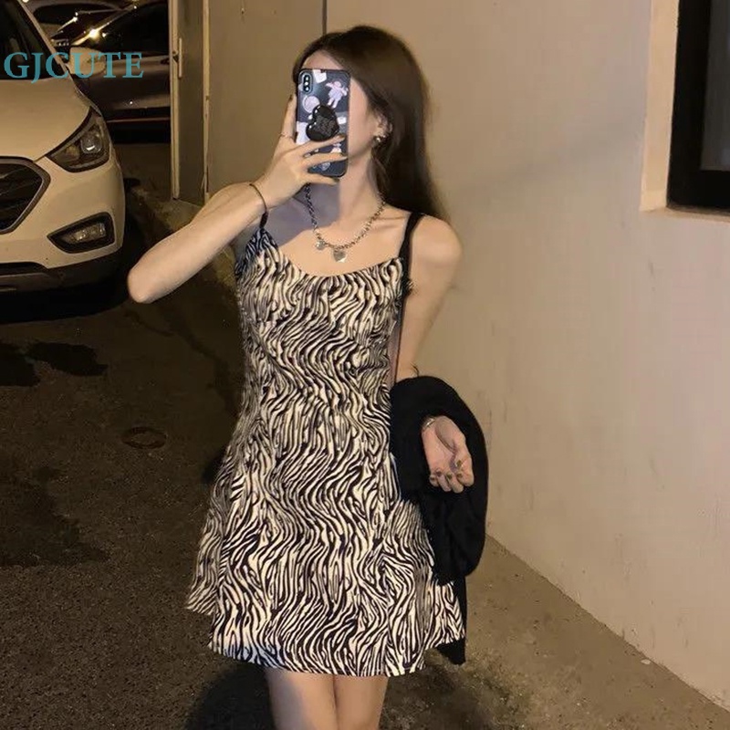 Đầm Hai Dây Mỏng Mùa Hè In Họa Tiết Lưới Gợi Cảm Cho Nữ WTD