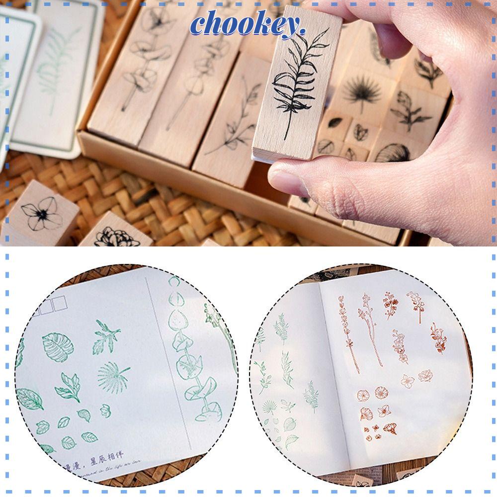 CHOOKEY Bộ 4 Con Dấu Gỗ In Hình Sáng Tạo