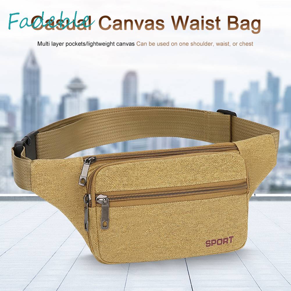 Túi Đeo Chéo Thể Thao Bằng Vải Canvas Thoáng Khí Có Khóa Kéo Tiện Dụng