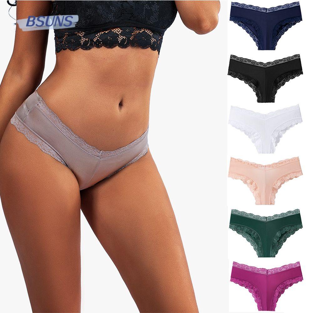 BSUNS Quần Lót Cotton Không Đường May Phối Ren Quyến Rũ Cho Nữ